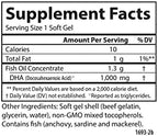 Carlson Elite DHA Gems bottle side angle highlighting purity certification.