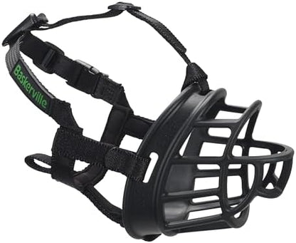 Side view of Baskerville Size 5 dog muzzle with adjustable straps