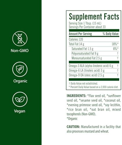 Flora Udo's Choice organic plant-based oil label details