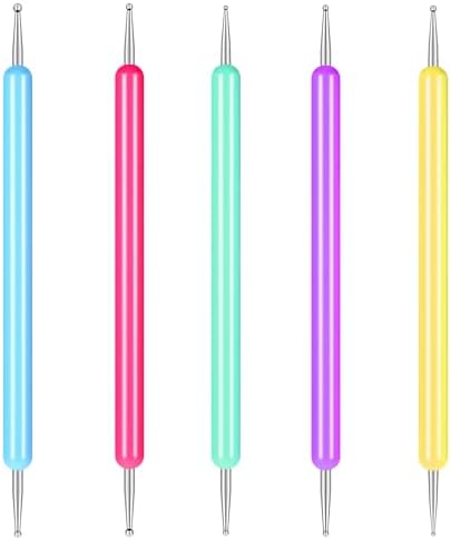 Close up of double ended metal ball tips on nail stylus tools