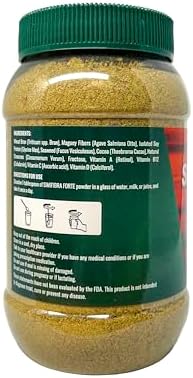 Simifibra Forte cocoa flavor high fiber supplement powder nutrition facts and ingredients label layout.