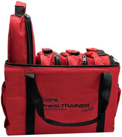 WNL Products custom carrying bag containing four AED training devices