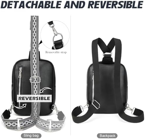 Myhozee leather sling bag styled with the wide patterned interchangeable strap.