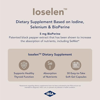 Supplement facts panel on the back of Ibsa Ioselen packaging