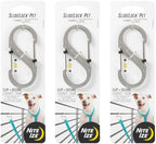 Nite Ize SlideLock Pet S-Biner locking mechanism close up showing independent sliding levers.