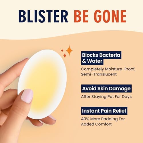 Hydrocolloid blister bandages for foot and heel protection displayed in assorted sizes.