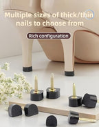 Side view showing 2.4mm and 3mm metal core pins for stiletto heels.