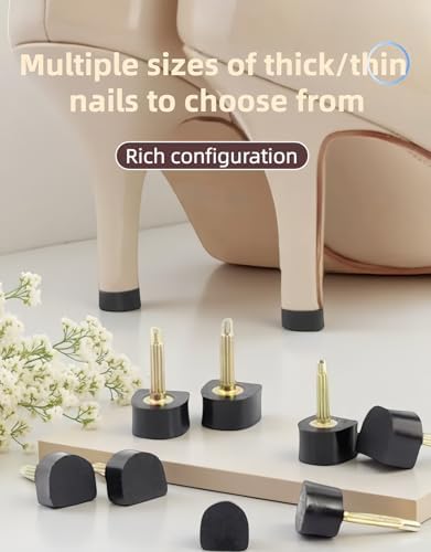 Side view showing 2.4mm and 3mm metal core pins for stiletto heels.