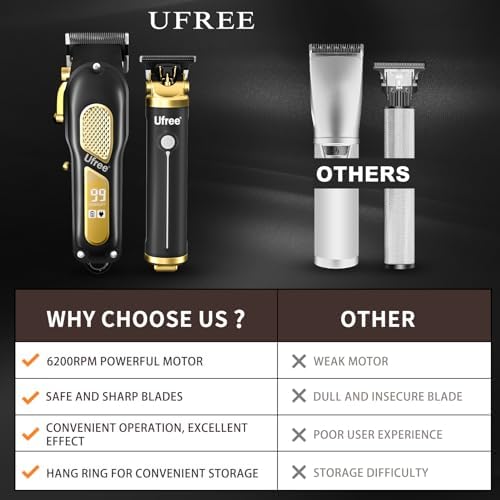 Ufree cordless fade clippers showing the adjustable taper lever for custom hair cutting lengths