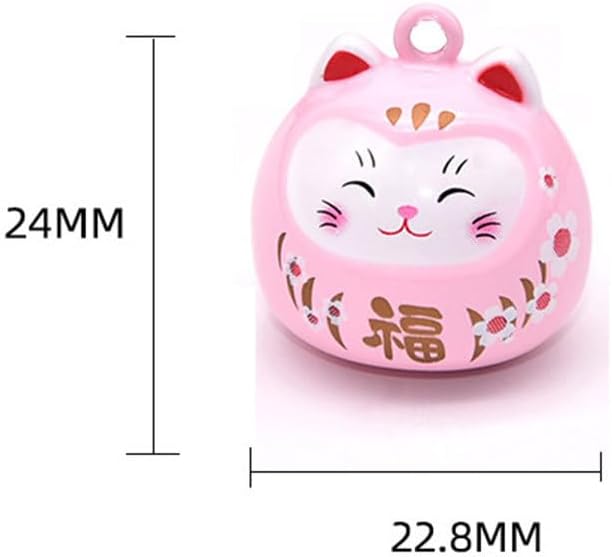 Pink Japanese style lucky cat bell for backpack decoration