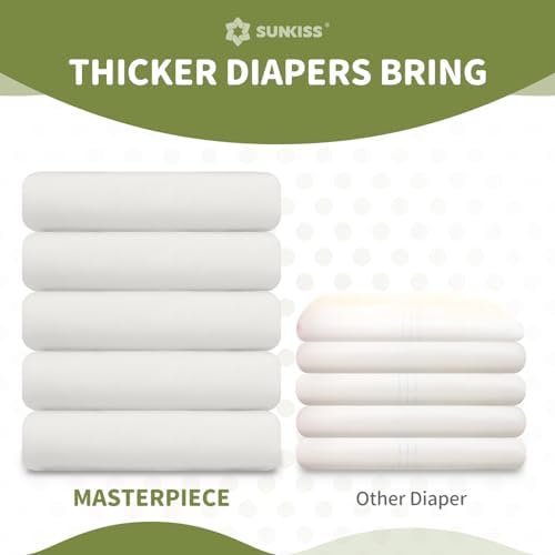 SUNKISS Masterpiece unisex adult diapers showing the small medium size dimensions and product details