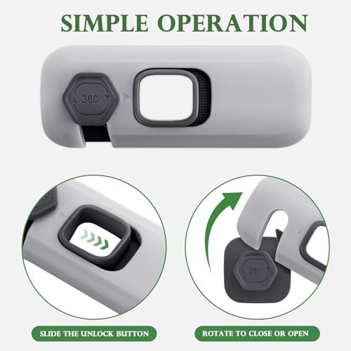 Adhesive baby proofing lock mechanism showing rotating arm