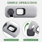 Adhesive baby proofing lock mechanism showing rotating arm