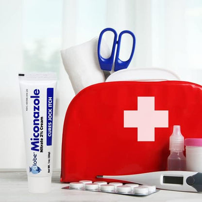 Authentic USA imported Globe Antifungal Cream box displaying product benefits