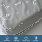 Washable dog crate pad protector demonstrating the water resistant undercoating layer