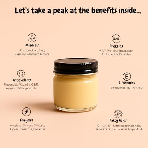 Naturifyze Pure Royal Jelly jar label and black lid detail