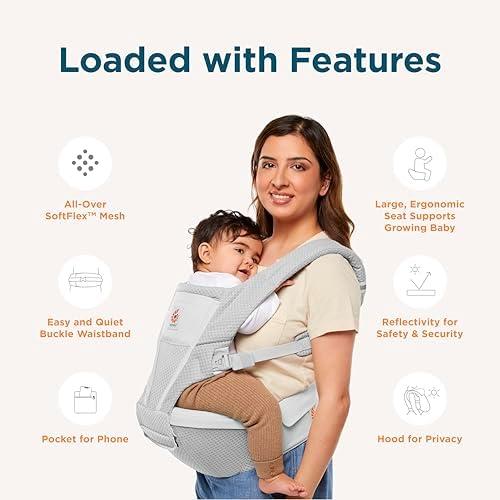 Ergobaby Alta baby carrier ergonomic seat and storage pocket detail