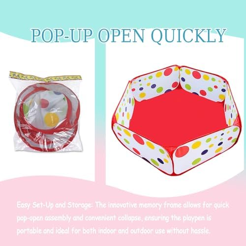 Small Animal Playpen, Portable Guinea Pig Playpen Pet Cage Tent, Waterproof Pop-up Open Pet Tent Metal Wire Yard Fence for Hamster Indoor Outdoor Exercise (Red) - Image 5