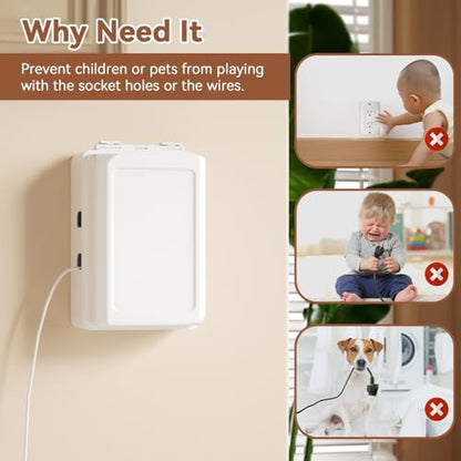 Eudemon white childproof plug protector mounted on wall