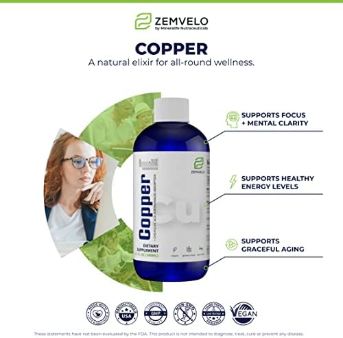 Zemvelo liquid trace mineral supplement packaging displaying nutritional facts and ingredients.