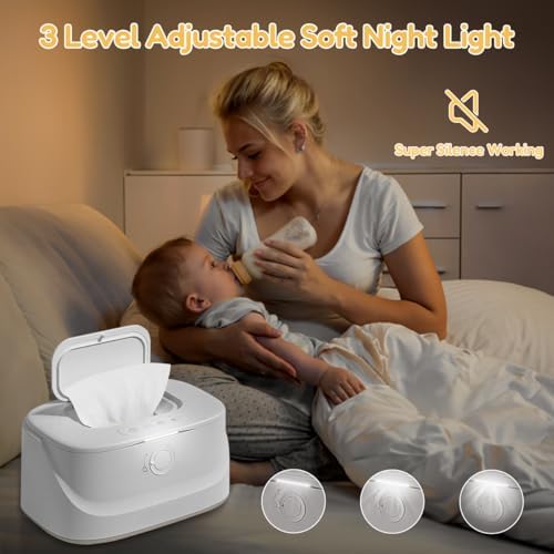 Baby Wipe Warmer with Night Light,Innovative Spring Design,Baby Wet Wipes Dispenser for Large Wipes,Wipes Warmer for Newborn Baby,Temperature Display,3 Modes of Temperature Heating Control - Image 5