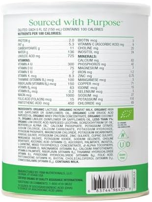 Bobbie infant formula milk based powder showing nutritional ingredients and USDA organic label.