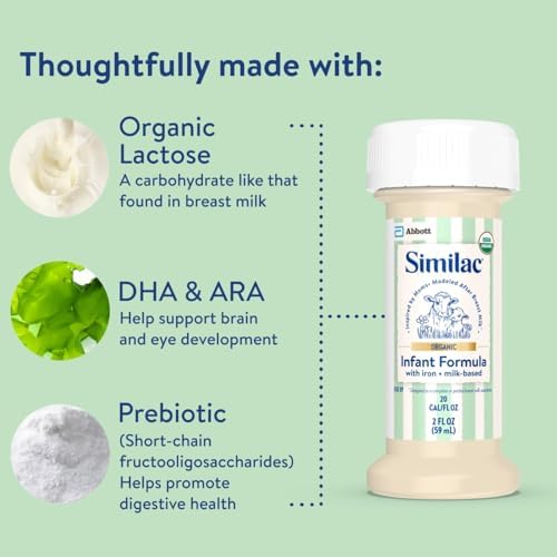 Authentic Similac Organic infant formula complete nutrition information panel on the back packaging.