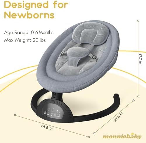 Monniebaby infant swing digital control panel and remote control closeup