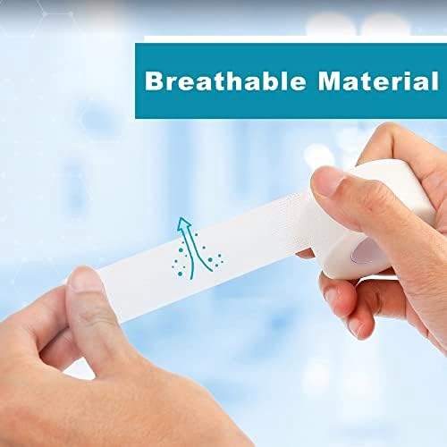 Waterproof polyethylene first aid tape securing gauze on sensitive skin
