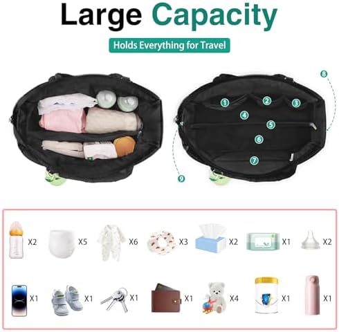 Kubya Puffer Diaper Tote Bag interior storage compartments