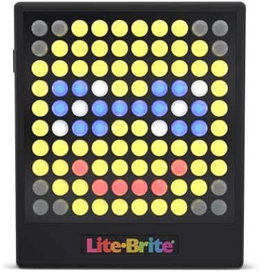 Handheld educational art toy displaying a built in snake game animation on the screen.