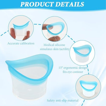 Ergonomic silicone rim of the eye wash tool showing flexible material.