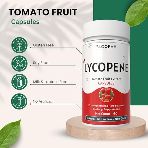 Back label of Bloofah lycopene supplement displaying ingredients and directions