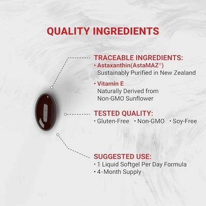 Close up of pure non GMO soy free astaxanthin capsules for cellular health and skin vitality