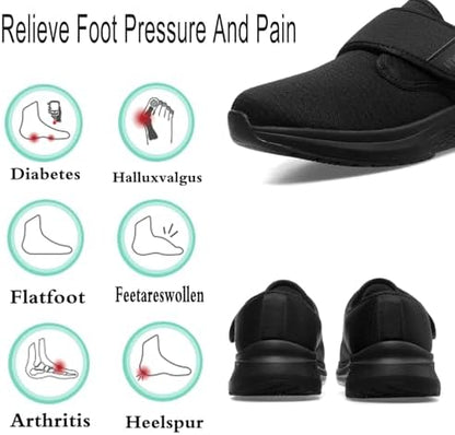 Close up of the wide toe box on Vogana shoes for swollen feet relief.