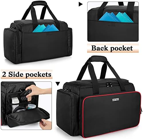 BAFASO heavy duty hairdresser bag rear pocket layout displaying storage space for a barber cape