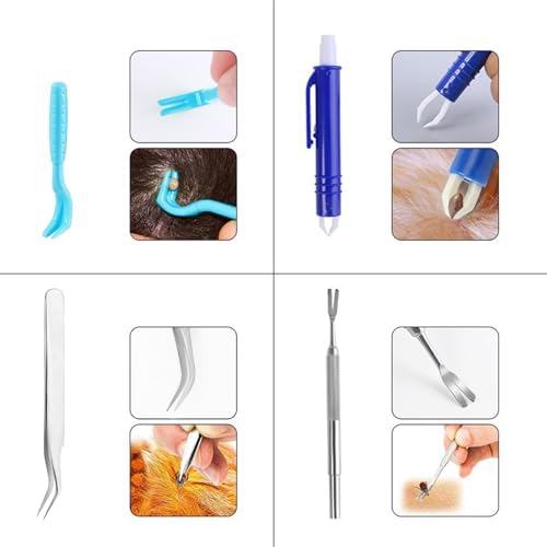Detailed view of Subang stainless steel tick tweezers for pets
