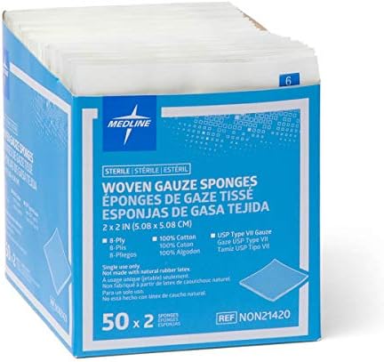 Medline 8-ply cotton woven gauze sponge single pouch presentation