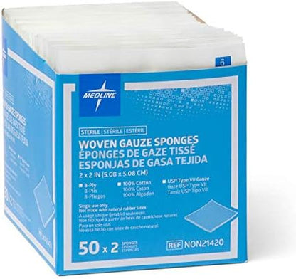 Medline 8-ply cotton woven gauze sponge single pouch presentation