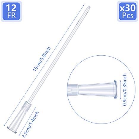 Close up of the flexible rounded end and side opening of the clear PVC colon tube.