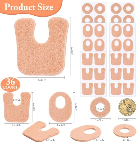 Round felt protective foot patches displaying high premium texture and adhesive backing