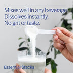 Essential Stacks Gut L-Glutamine Powder mixed in a glass of water