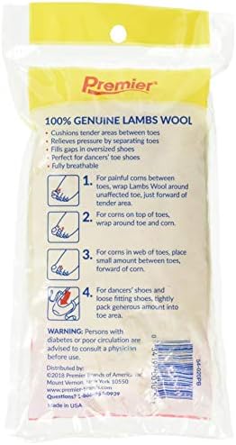 Soft white natural lambs wool padding for toe cushioning and blister prevention.