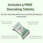 Universal detergent tablets for baby breast pump parts and glass bottles cleaning