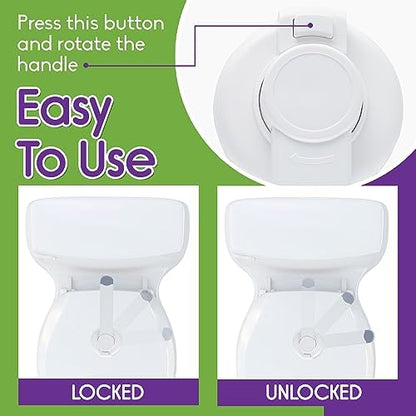 Mars Baby toilet lid lock close up highlighting the tool free 3M adhesive backing.