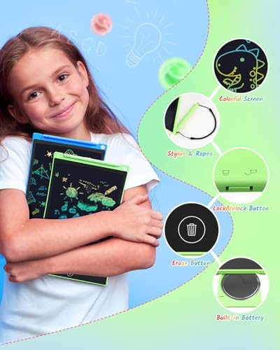 Two pack blue and green Tecjoe drawing tablets for kids