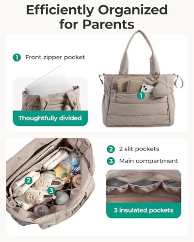 Bagsmart travel diaper tote showing insulated bottle pockets