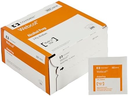 Individually wrapped 70 percent isopropyl alcohol prep pads for skin cleansing