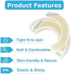 Filigan elastic barrier extenders applied over a colostomy pouch flange for leak prevention.