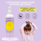 Childrens hair detangler with peppermint oil for daily school use.